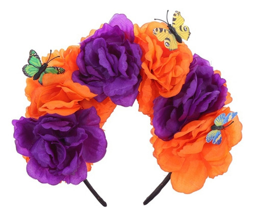 Diadema Con Flores De Crown Mexicans, Diseño De Mariposas, D