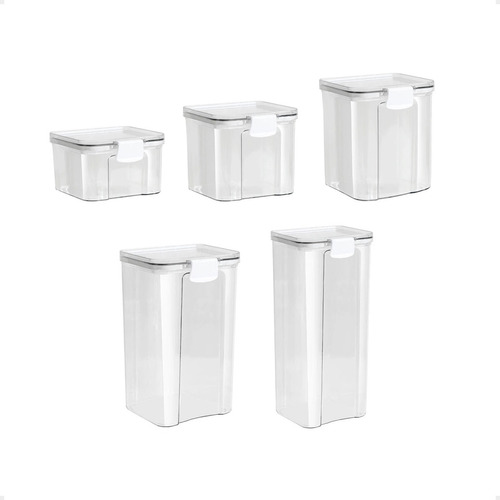 Set X5 Frascos Recipientes Hermeticos Contenedor Alimentos