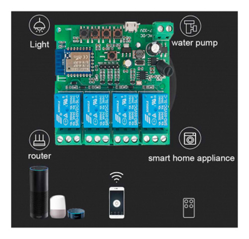 Interruptor Universal Domotica Wifi 4 Canales App Tuya