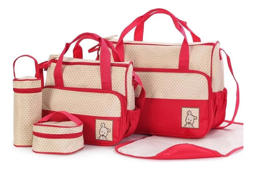 Set Pañalera 5 Bolsas Mochila Viaje Multiuso Cambiador Bebe