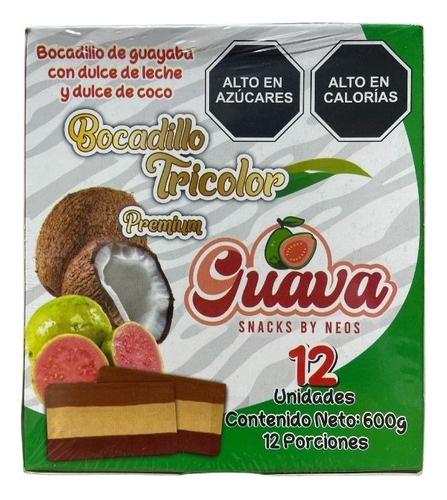 Bocadillo De Guayaba Con Manjar Y Coco Tricolor Premium 12un