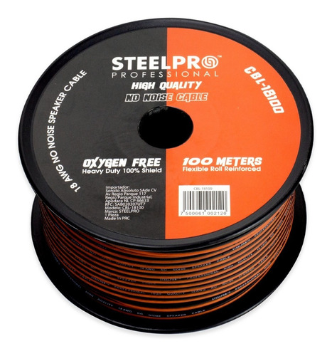 Imagen 4 de 4 de Rollo De Cable Duplex Para Bocina 18 Awg 100m- Steelpro