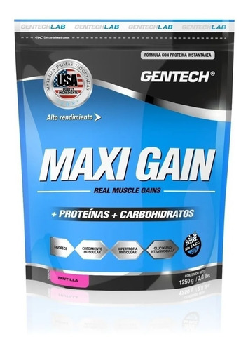 Suplemento Ganador Muscular Maxi Gain Gentech 1250g Sin Tacc