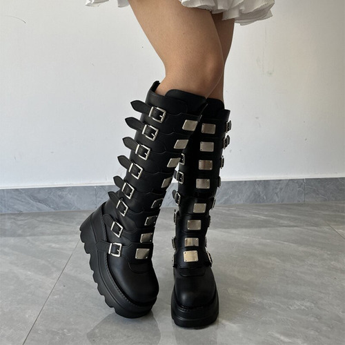 Botas De Mujer Hoes Autwinter Gothic Demonias Platforms