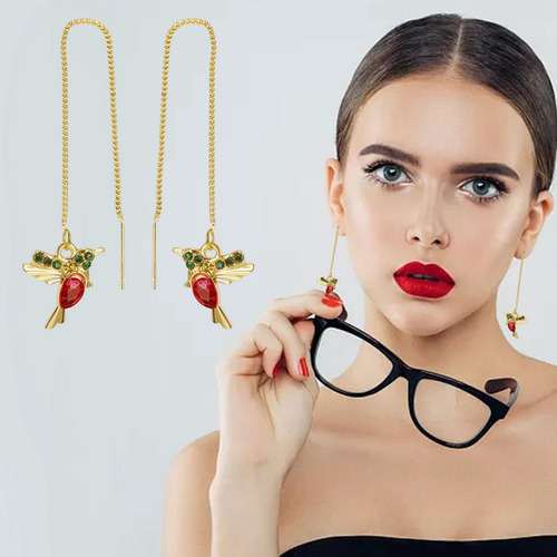 1 Par De Aretes De Moda, Aretes Colgantes Largos, Rojo