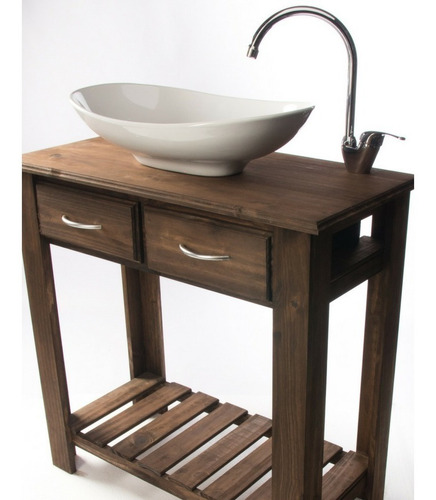 Imagen 6 de 8 de Combo Set Completo Bacha Ovalada Griferia 80cm Vanitory Baño