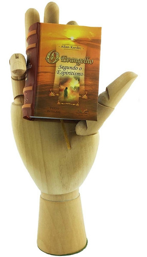 Livro Evangelho Segundo Espiritismo + Mão Articulada Madeira