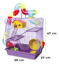 Comprar Gaiola Com Casinha E Tubo Para Hamster 3 Andares Cor Lilás