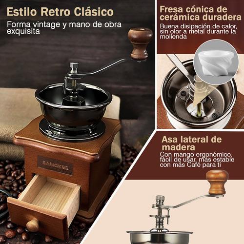 Molino Manual De Café, Manivela De Mano Molinillo Con Mango Marrón