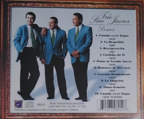 Trio San Javier Cd 100% Nuevo Original Cerrado De Fábrica
