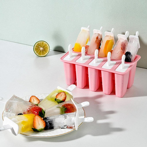 Moldes De Paletas Moldes De Hielo Diy Barra 10 Celdas Rosa