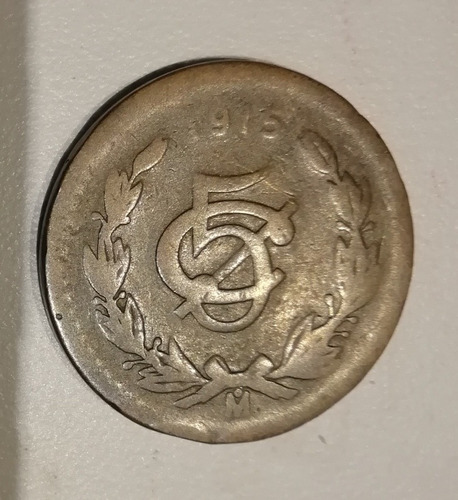 Moneda De 5 Centavos 1915 De Cobre De La Revolucion. 
