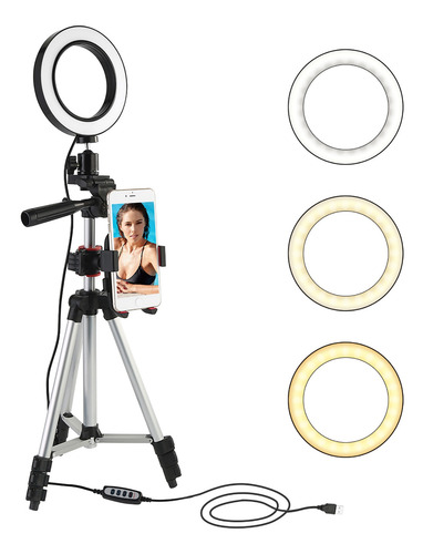 Imagen 4 de 10 de Anillo De Luz De 5,7 Pulgadas Con Soporte Para Trípode