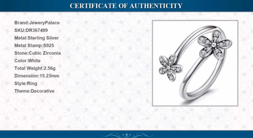 Imagen 5 de 5 de Anillo Diseño Flor De Plata 925 Con Brillantes