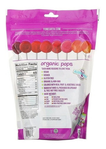 YumEarth, Paletas orgánicas, Vitamina C, Sabores surtidos, 40 paletas, 241 g (8,5 oz)