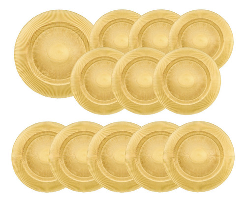 Caja 12 Piezas Plato De Vidrio Base Venecia Dorado