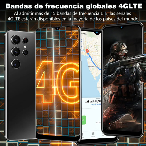 Teléfono 4gb Ram 64gb Dual Sim Soporte Expansión 256 Gb 6.517 Pulgadas Celular Con Reconocimiento Facial 6000mah Negro