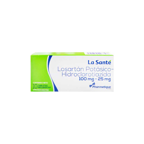 Losartan Potásico + Hidroclorotiazida 100mg - 25mg X 10tab