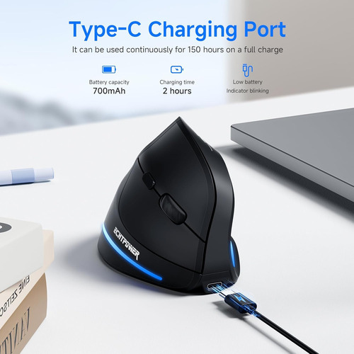 Ratón Inalámbrico Ergonómico Echtpower, Bluetooth Vertical M