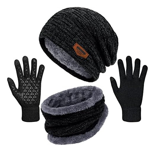 Juego De 3 Piezas De Gorro De Invierno, Bufanda Y Guantes Pa