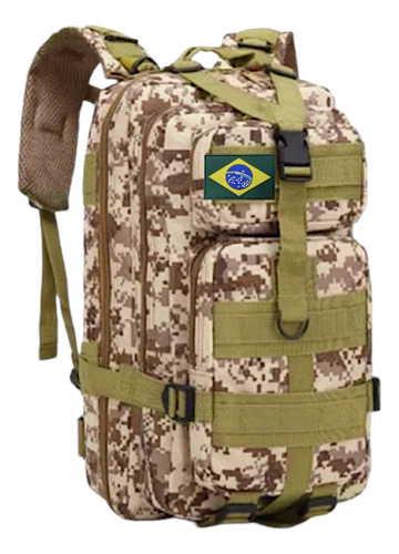 Mochila Tática Militar Impermeável Reforçada 30l Brinde Cor Bege Digital