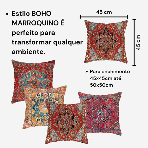 Capa De Almofada Boho Chic Decorativa Jogo Kit Com 4