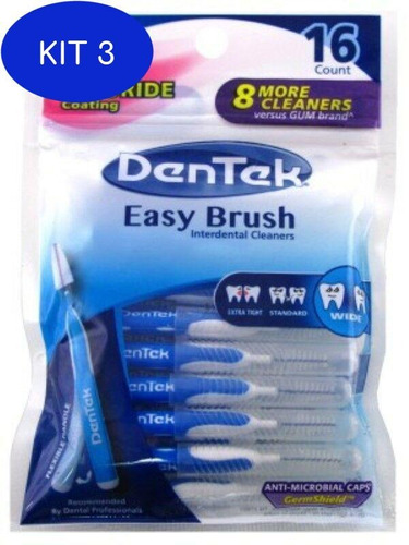 Kit 3 Dentek Interdental Easy Brush Espaços Maiores 16 Unid