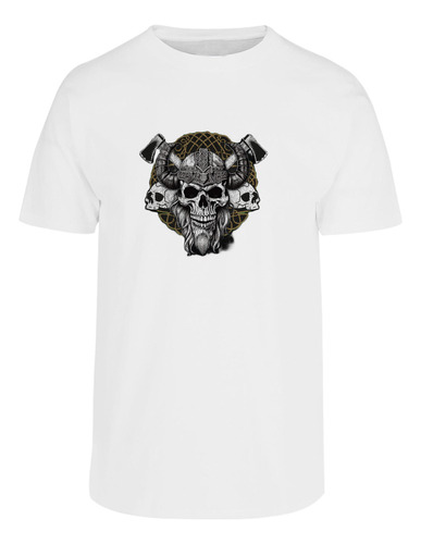 Playeras Personalizada Calavera Vikingo - Full-color