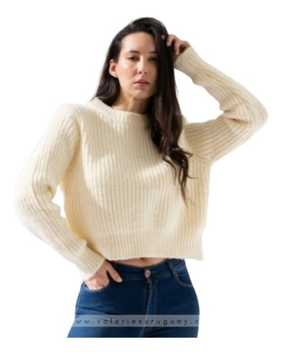 Buzo Sweater Tejido Beige Crema Abrigado Invierno