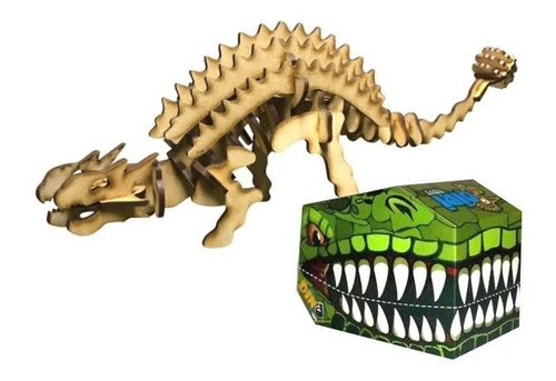 Dinosaurio Ankylosaurus Esqueleto Madera Armar Puzzle 3d