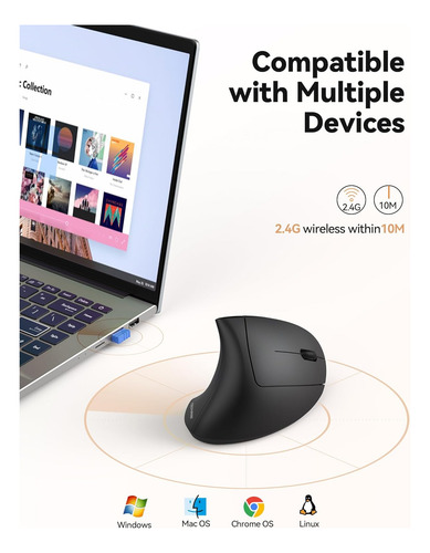 Raton Ergonomico Techrise, Raton Vertical Optico De 2,4 Ghz