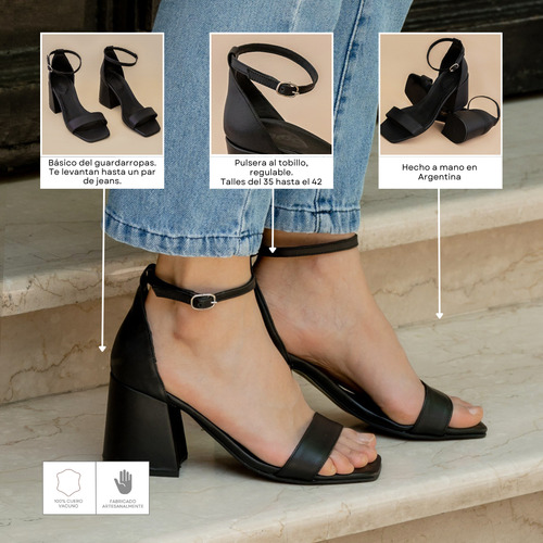 Sandalias Mujer - Cuero Vacuno - 35 Al 42