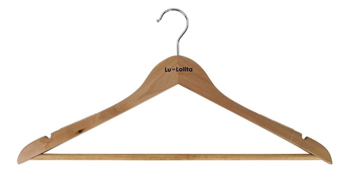 Imagen 2 de 4 de Perchas De Madera, 44cm Con Borde Antideslizante. Pack 6 Un.