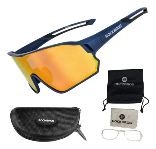 Óculos Rockbros Ciclismo Rb-10134 Uv400 Polarizado + Case Cor da armação Azul