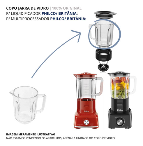 Copo De Vidro Original P Liquidificador Philco Plq1350 Turbo