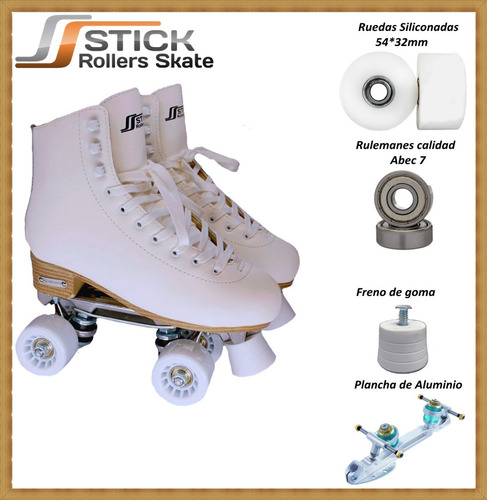Patines Artísticos 4 Ruedas Bota 100%cuero + Alforja Patin