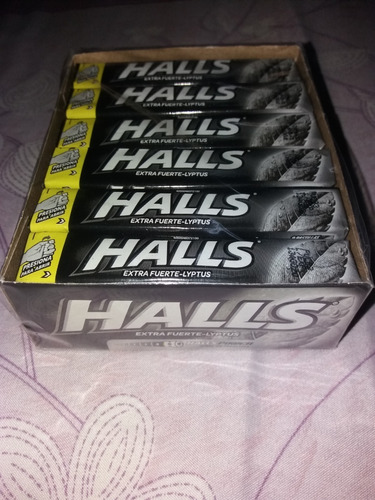 Halls Negro Caramelos Menta Extra Fuerte Caja De 12 Unidades