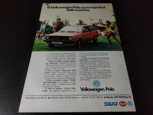 (pa637) Publicidad Clipping Volkswagen Polo * 1982