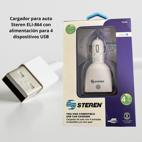 Cargador De Auto Steren Con 4 Usb Tablet iPad Eli 864