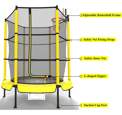 Langxun 60 Trampoline Para Niños Con Aro De Baloncesto, 5 Al