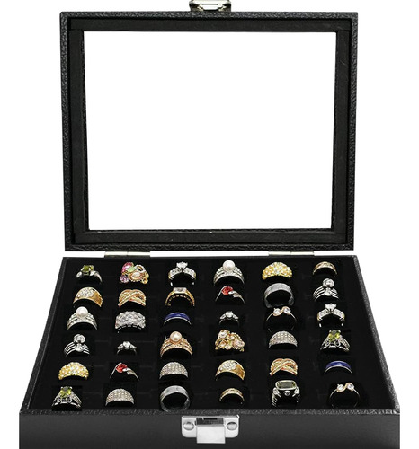 Caja Organizadora De Joyas Para Anillos, 36 Ranuras Par...