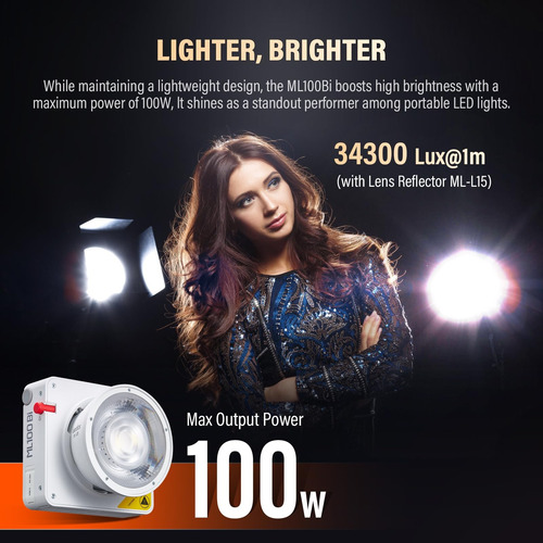 Luz De Vídeo Led Cob Ml100bi 100w,6500k Max Con Mini Trípode