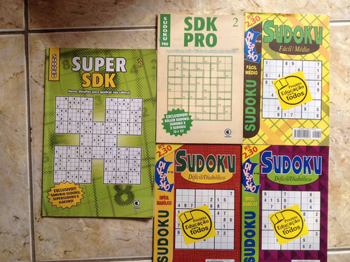 Kit 5 Passatempos Sudoku - Fácil Médio Difícil Diabólico