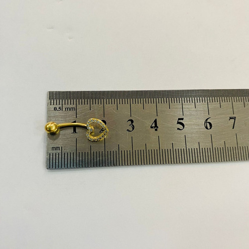 Piercing Umbigo Coração Vazado 7.80mm Ouro 18k