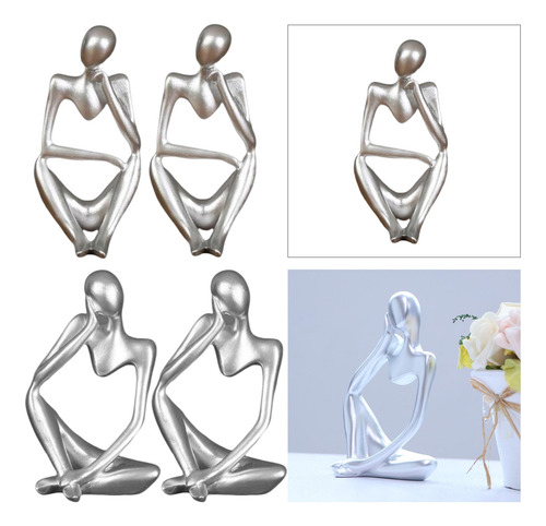 4 Uds. Estatua De Figurita De Pensador De Estilo