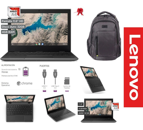 Laptop Lenovo Chromebook 100e Amd A4 4gb 32gb Wifi