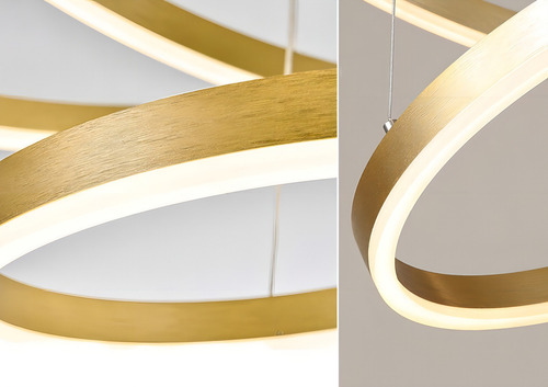 Lustre Pendente Moderno Anéis Led 3 Arco Ouro Rustico 113w 110v/220v