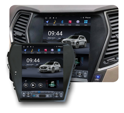 Multimídia Hyundai Santa Fé 2016 2017 2018 2019 V2 Tesla 9.7