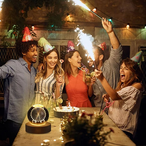 Jj Luz De Noche Lámparas Led 3d Luces Bolas Cristal Con