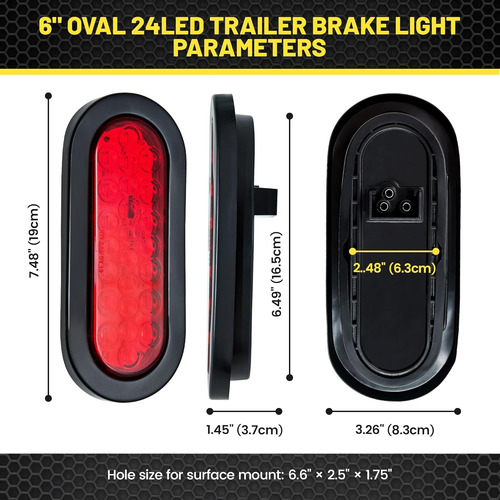 Luces Traseras Led Ovaladas Rojas De 15 Cm Con Ojales De Mon